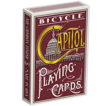 Карты игральные Bicycle Capitol колода 54 шт.,красная рубашка,пластиковое покрытие
