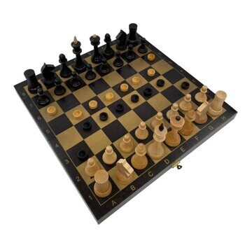 Игра 3 в 1 шахматы+нарды+шашки с гроссмейстерскими деревянными фигурами-У,черное золото