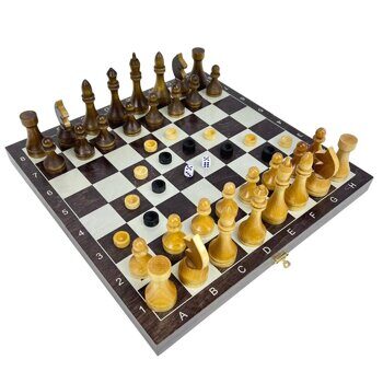 Набор 3 в 1 венге, серебро с гроссмейстерскими деревянными фигурами-У, 40х20х6 см