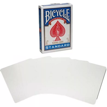 Карты "Bicycle Blank Card Both Sides", фокусные без индекса, белые, стандартные, рубашка синяя, "